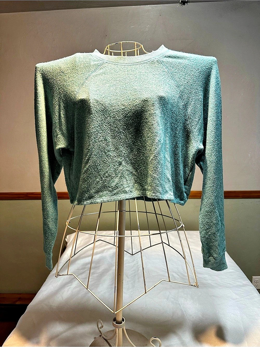 American Eagle Outfitters teal Long Sleeve Cropped Top Size Medium